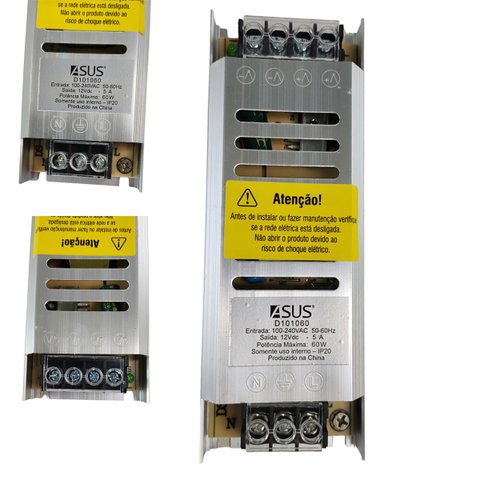 Fonte Driver Slim Chaveada 5A 12V Fita de Led Perfil CFTV Camera Iluminaçao Segurança Lustre Circuit
