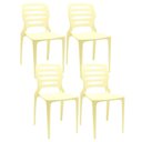 Ver imagem 1 de Kit 04 Cadeiras para Cozinha Área Gourmet Jardim Empilhável Larsen P03 Amarelo - Lyam Decor