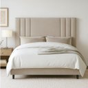 Ver imagem 1 de Cabeceira Linho 160 Cm Queen Estofada Cama Box Moderna Frame:bege