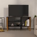 Ver imagem 5 de Rack Tv 43 Polegadas 90cm com 3 Prateleiras Asteca - Preto e Cedro