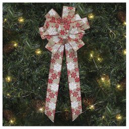 Kit 10 Enfeite Árvore Natal Laço Decorado Flocos de Neve 78 Cm - 1