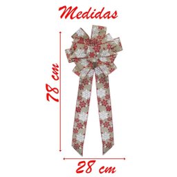 Kit 10 Enfeite Árvore Natal Laço Decorado Flocos de Neve 78 Cm - 2
