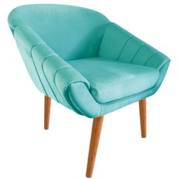 Kit Duas Poltronas Giovana em Sued Premium:tiffany Pés Madeira Claro - 2