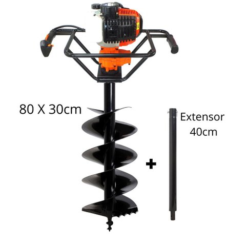 Perfurador de Solo Vulcan VPS520 2T Para Instalações de Mourões Com Broca 80x30cm + Extensor de