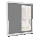 Ver imagem 2 de Guarda-Roupa 2 Portas de Correr 2 Gavetas com Espelho Porto Cinza/Branco
