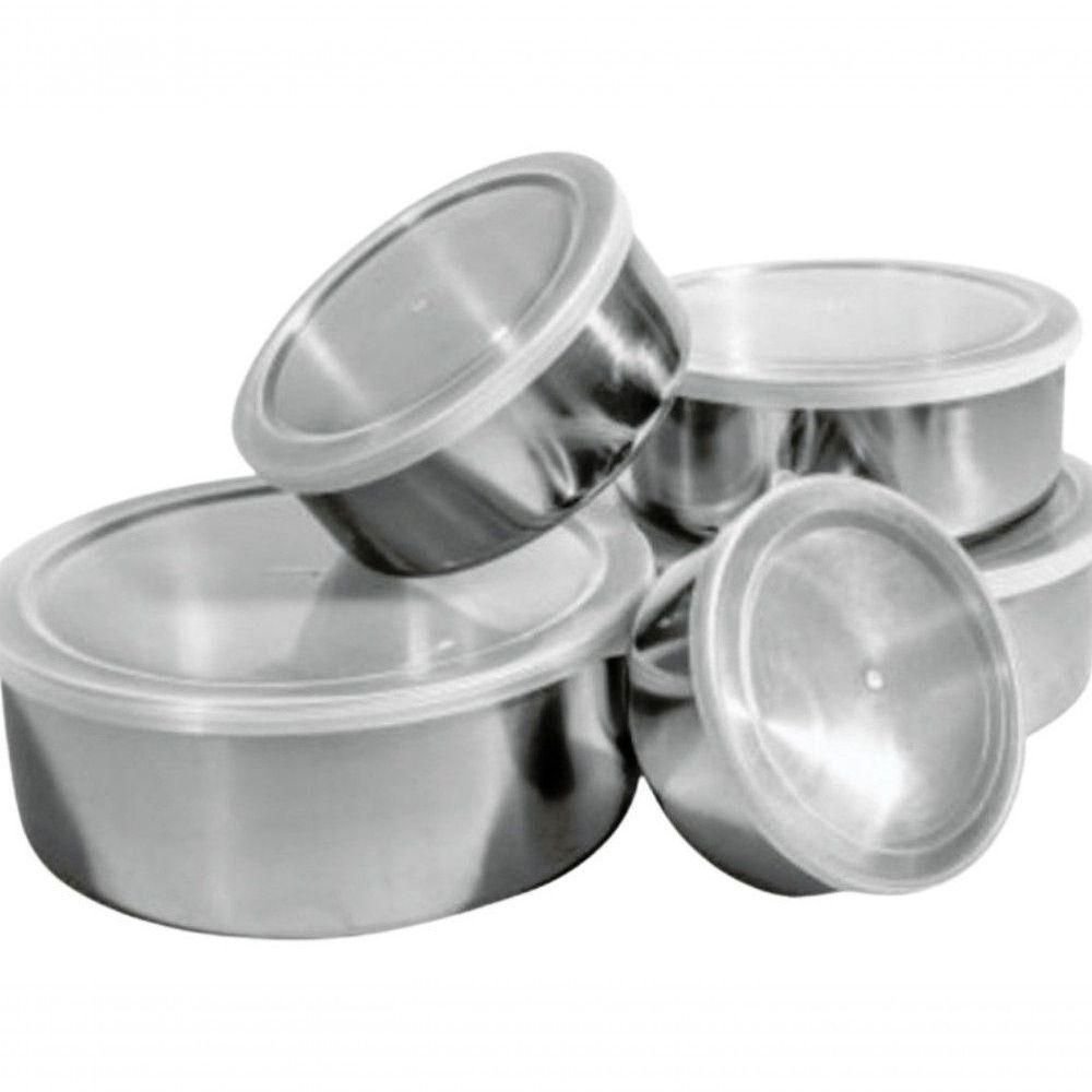 Conjunto Potes para Alimentos Aço Inox com Tampa Resistente Jogo de Tigelas 5 - 3