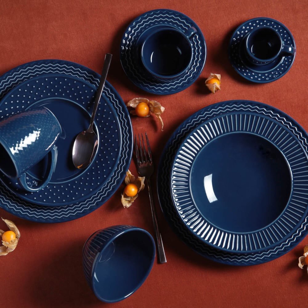 Jogo com 06 Bowls Mezcla Deep Blue Azul Marinho - 367ml - 2