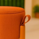 Ver imagem 6 de Kit 2 Puff Banqueta Redondo Zoe Linho Terracota Decorativo Base de Madeira - Arkell