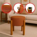 Ver imagem 4 de Kit 2 Puff Banqueta Redondo Zoe Linho Terracota Decorativo Base de Madeira - Arkell
