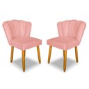 Ver imagem 3 de Kit 2 Cadeiras Pétala Estofadas Veludo com Pés Palito Rosa Élpis Móveis