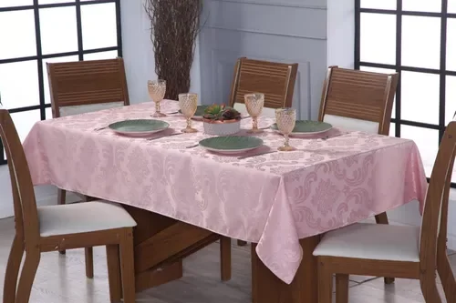 Toalha de Mesa 6 Lugares Jacquard 200x135 Admirare - Rosé - 2
