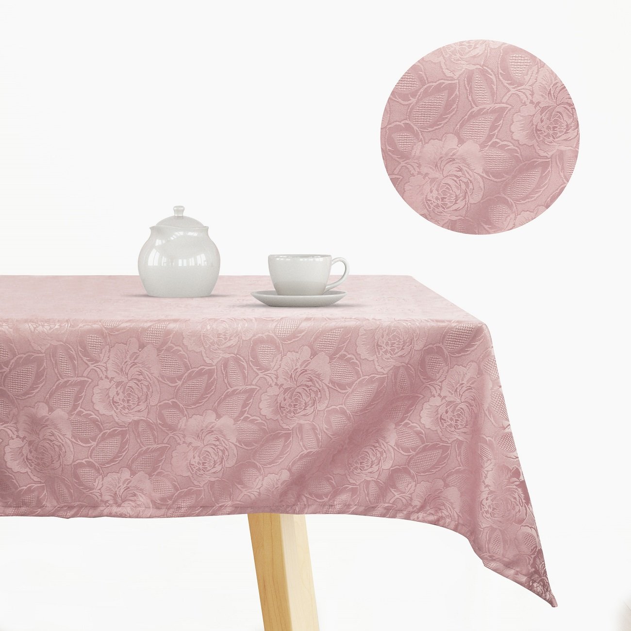 Toalha de Mesa 6 Lugares Jacquard 200x135 Admirare - Rosé - 1