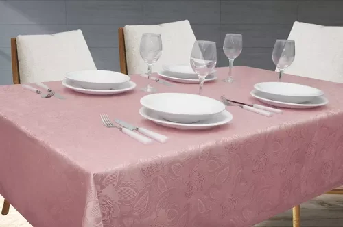 Toalha de Mesa 6 Lugares Jacquard 200x135 Admirare - Rosé - 3