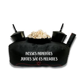 Almofada Porta Pipoca Casal Nossos Momentos São Os Melhores:Preto - 1