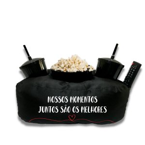 Almofada Porta Pipoca Casal Nossos Momentos São Os Melhores:Preto