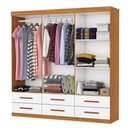 Ver imagem 2 de Guarda-roupa Solteiro Aria 6 Portas 6 Gavetas com Espelho Cinamomo/branco - Pnr Móveis