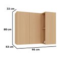 Ver imagem 3 de Armário Aéreo para Cozinha 100% MDF Canto Reto 2 Portas Lótus Carvalho