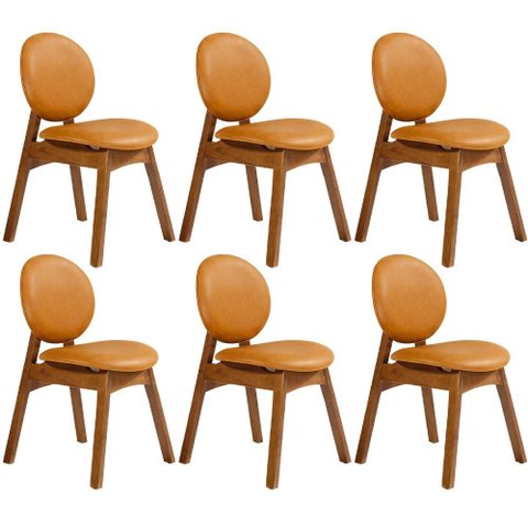 Kit 06 Cadeiras para Sala de Jantar Cozinha Estofada Rattan Ibis L02 Couríssimo Whisky - Lyam Decor