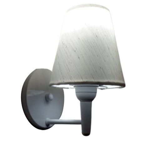 Arandela Cone Vivare Md-2004 Base Alumínio Branco Cúpula em Tecido - Bivolt - Branco / Linho Bege -