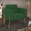 Ver imagem 2 de Poltrona Pé de Ferro Dourado para Sala Elisa Veludo Verde D03 - D'Rossi