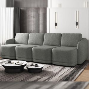 Sofá Cama Modulado Retrátil e Reclinável Varsóvia 436cm Linho Cinza Chumbo G33 - Gran Belo