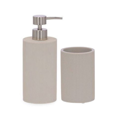 Kit Banheiro Bege Claro Textura Canelada – 2 Peças