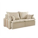 Ver imagem 3 de Sofá com Chaise Orfeu 2.00 3 Lugares Retrátil 200cm Bege Veludo