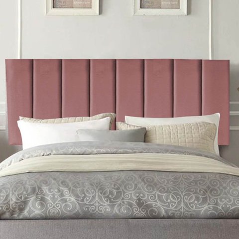 Painel Estofada Carla 195CM King Suede Rosê - D A DECOR