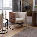 Ver imagem 2 de Kit 02 Poltronas Fixa Base de Aço Preto Betina D02 Linho Bege C-107 Corano Marrom B-38 - Lyam