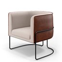 Ver imagem 3 de Kit 02 Poltronas Fixa Base de Aço Preto Betina D02 Linho Bege C-107 Corano Marrom B-38 - Lyam