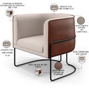 Ver imagem 4 de Kit 02 Poltronas Fixa Base de Aço Preto Betina D02 Linho Bege C-107 Corano Marrom B-38 - Lyam