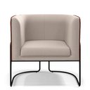 Ver imagem 5 de Kit 02 Poltronas Fixa Base de Aço Preto Betina D02 Linho Bege C-107 Corano Marrom B-38 - Lyam
