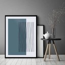 Ver imagem 2 de Quadro Decorativo Abstrato Azul Petróleo Linhas - 70x50cm:moldura Branca