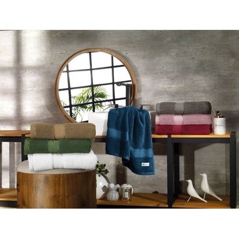 Jogo de Toalhas Teka Duomo 5und 100% Algodao Branco e Cinza