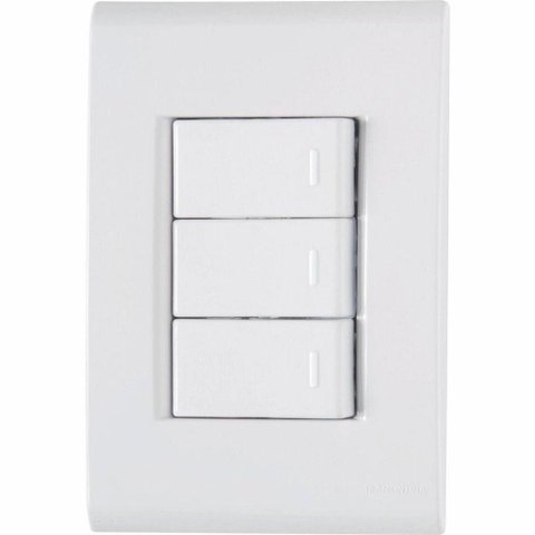 Placa 4x2 + 3 Interruptores Simples 10a-250v 250v - Branco