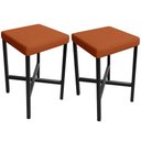 Ver imagem 1 de Kit 02 Banquetas Baixa Bar Cozinha Sala de Jantar Preto Stella L02 Tecido Terracota - Lyam Decor