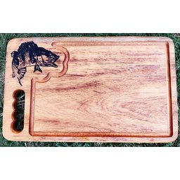 Tábua de Corte Madeira Maciça Peixe Entalhado 45 Cm - 3