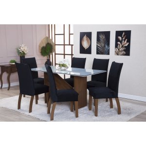 Kit Capa de Cadeira 6 Peças Suede Veludo Sala de Jantar Protege o Estofado Renova o Visual Preto