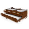 Bicama Solteiro Madeira Maciça Castanho Atraente - 4