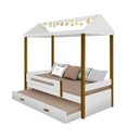 Ver imagem 3 de Cama Casa Sara Branco/mel Com Cama Auxiliar 2 Colchões e Led