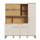 Ver imagem 2 de Armário de Cozinha Compacta 6 Portas 1 Gaveta e Mini Adega 178cm 100% MDF Suécia Espresso Móveis Branco/Amêndoa/Off White