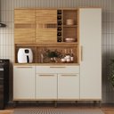 Ver imagem 1 de Armário de Cozinha Compacta 6 Portas 1 Gaveta e Mini Adega 178cm 100% MDF Suécia Espresso Móveis Branco/Amêndoa/Off White