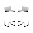 Ver imagem 1 de Kit 2 Banquetas Alta Dani Reforçada Decorativa Balcão Bancada Cozinha Bar Base Preta Courino Branco