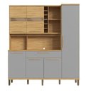 Ver imagem 2 de Armário de Cozinha Compacta 6 Portas 1 Gaveta e Mini Adega 178cm 100% MDF Suécia Espresso Móveis Cinza/Amêndoa