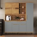 Ver imagem 1 de Armário de Cozinha Compacta 6 Portas 1 Gaveta e Mini Adega 178cm 100% MDF Suécia Espresso Móveis Cinza/Amêndoa