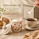 Ver imagem 4 de Açucareiro Cerâmica Florescer 260ml com Tampa e Colher Floral