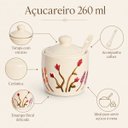 Ver imagem 3 de Açucareiro Cerâmica Florescer 260ml com Tampa e Colher Floral