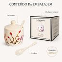Ver imagem 2 de Açucareiro Cerâmica Florescer 260ml com Tampa e Colher Floral