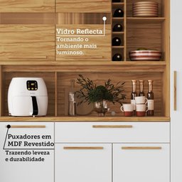 Cozinha Compacta 222cm com 8 Portas 1 Gaveta e Mini Adega 100% Mdf Suécia Espresso Móveis - 5