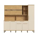 Ver imagem 2 de Armário de Cozinha Compacta 8 Portas 1 Gaveta e Mini Adega 222cm 100% MDF Suécia Espresso Móveis Branco/Amêndoa/Off White